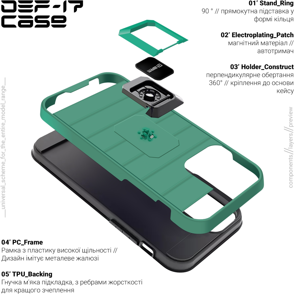 Чохол до мобільного телефона Armorstandart DEF17 case Apple iPhone 13 Military Green (ARM61339)