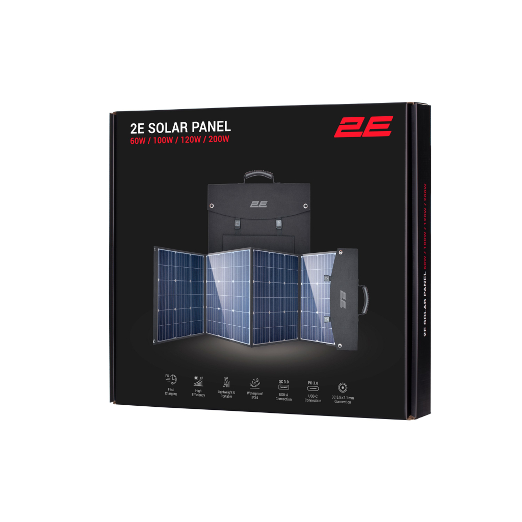 Портативна сонячна панель 2E 120W charger, DC, USB-С PD18W, USB-A 24W (2E-LSFC-120)
