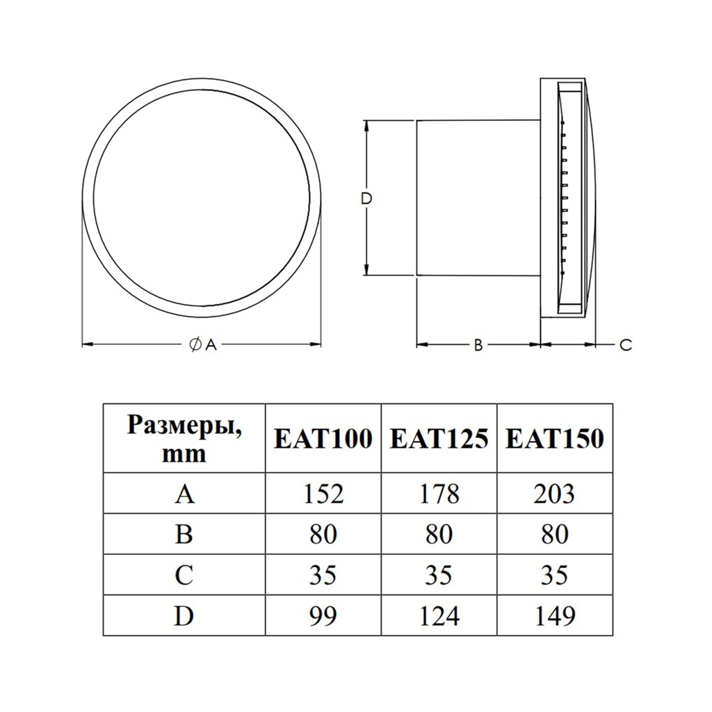 Витяжний вентилятор Europlast EAT150S