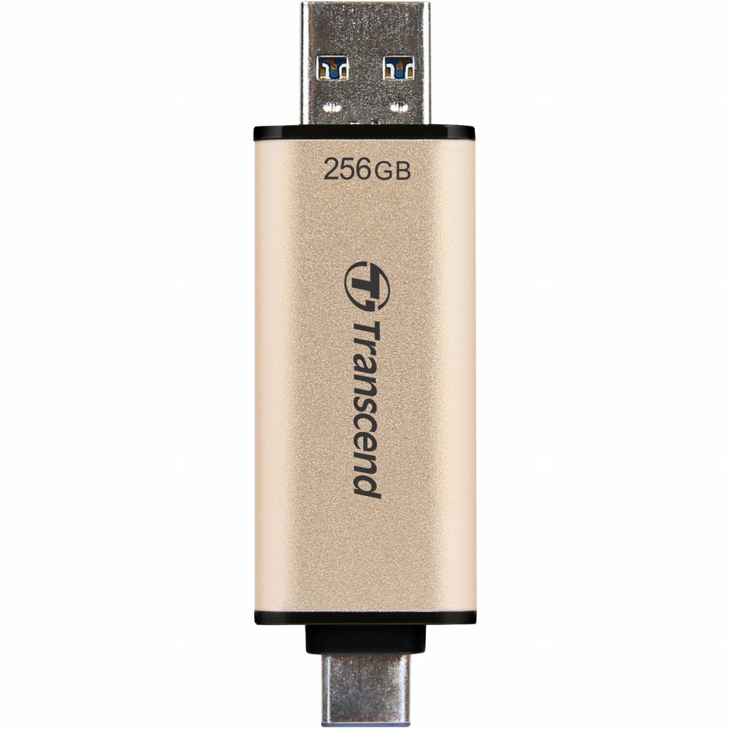 USB флеш накопичувач Transcend 256GB JetFlash 930 Gold-Black USB 3.2/Type-C (TS256GJF930C)