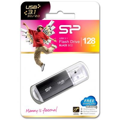 USB флеш накопичувач Silicon Power 128GB Blaze B02 Black USB 3.0 (SP128GBUF3B02V1K)