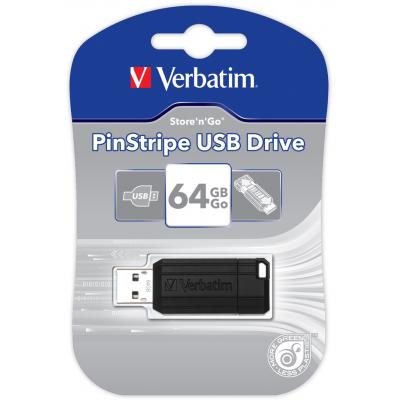 USB флеш накопичувач Verbatim 64GB Store 'n' Go PinStripe Black USB 2.0 (49065)