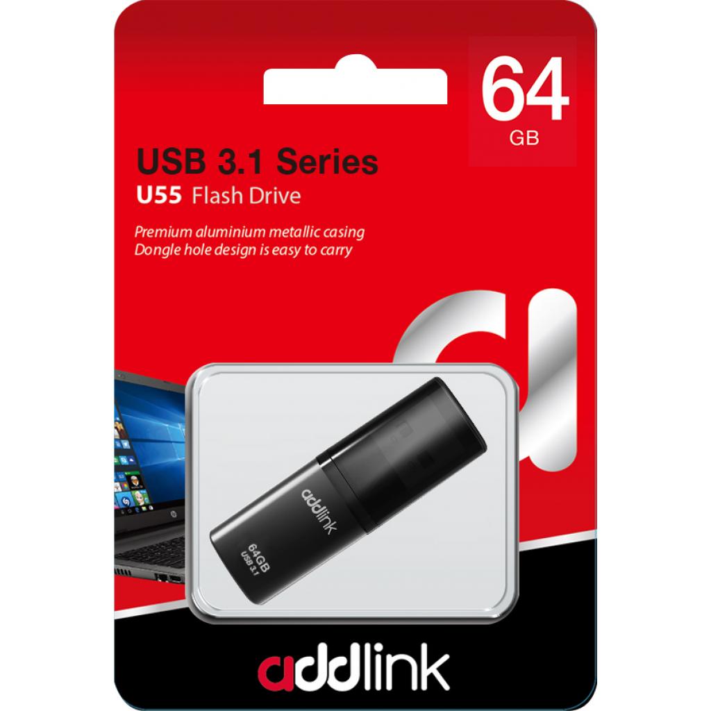 USB флеш накопичувач AddLink 64GB U55 Black USB 3.1 (ad64GBU55B3)