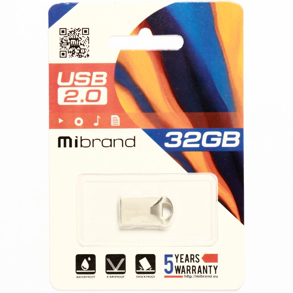 USB флеш накопичувач Mibrand 32GB Hawk Silver USB 2.0 (MI2.0/HA32M1S)