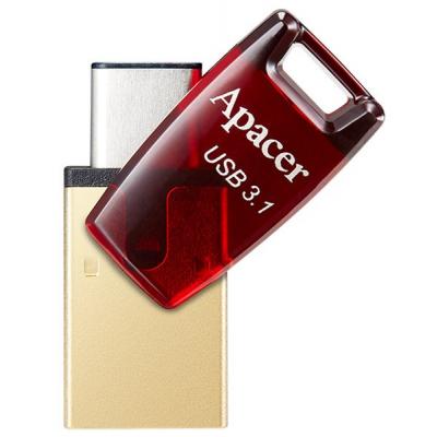 USB флеш накопичувач Apacer 64GB AH180 Red Type-C Dual USB 3.1 (AP64GAH180R-1)