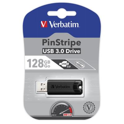 USB флеш накопичувач Verbatim 128GB PinStripe Black USB 3.0 (49319)