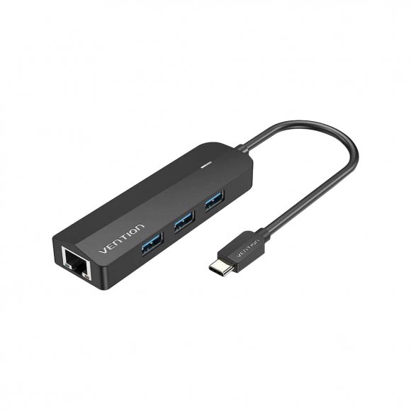 Концентратор Vention USB 3.1 Type-C to 3xUSB 3.0+MicroUSB+RJ45 100M Ethernet black (TGPBB)