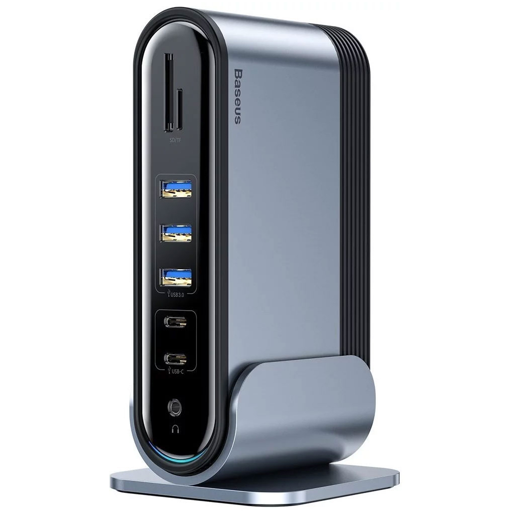 Концентратор Baseus USB3.2 Type-C to 1xHDMI/VGA/4xUSB-C/5xUSB/RJ45/SD/TRRS 3.5mm/PD 100W + PA 16 in 1 (CAHUB-BG0G)