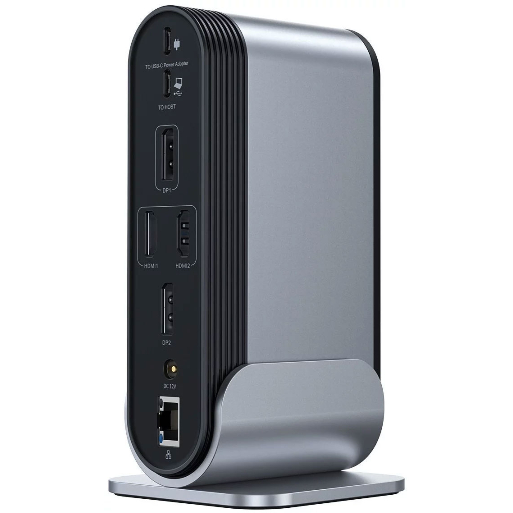 Концентратор Baseus USB3.2 Type-C to 2xHDMI/2xDP/2xUSB-C/3xUSB/RJ45/SD/TRRS 3.5mm/PD 100W + PA 16 in 1 (CAHUB-HG0G)