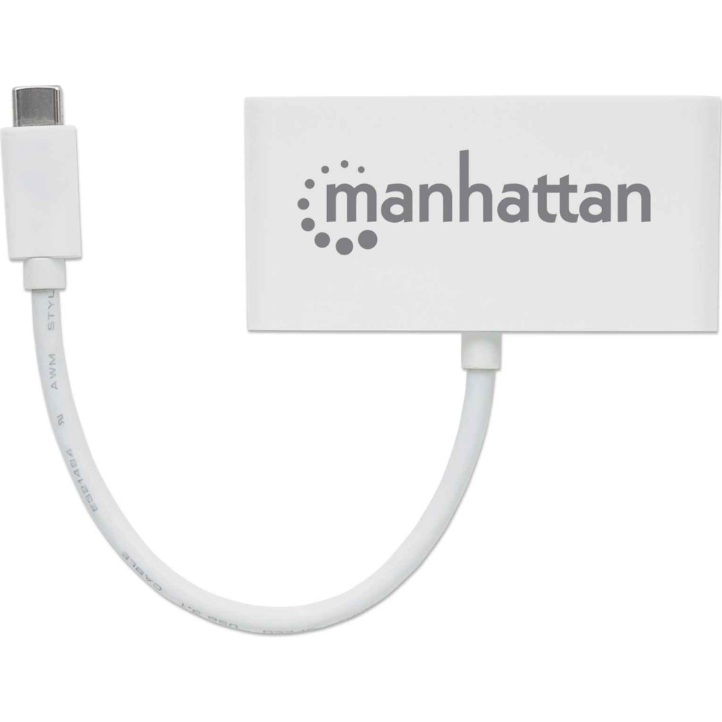 Концентратор Intracom Manhattan Type-C 4-port USB 3.0 + 3.1 PD white (163552)