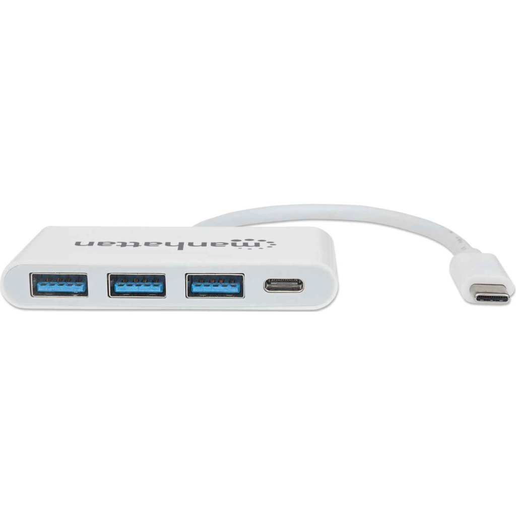 Концентратор Intracom Manhattan Type-C 4-port USB 3.0 + 3.1 PD white (163552)