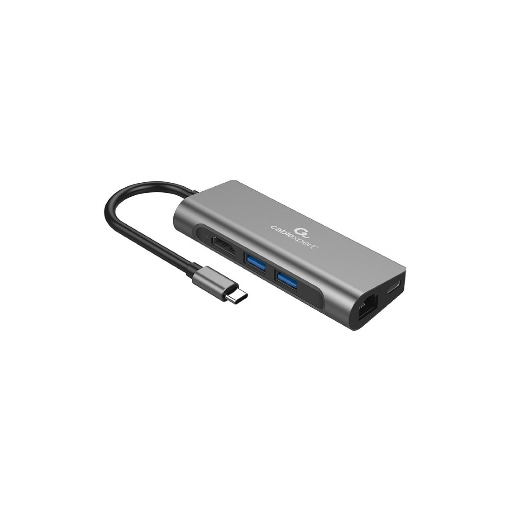 Концентратор Cablexpert USB-C 5-in-1 (HUB/HDMI/PD/CR/Lan) (A-CM-COMBO5-01)