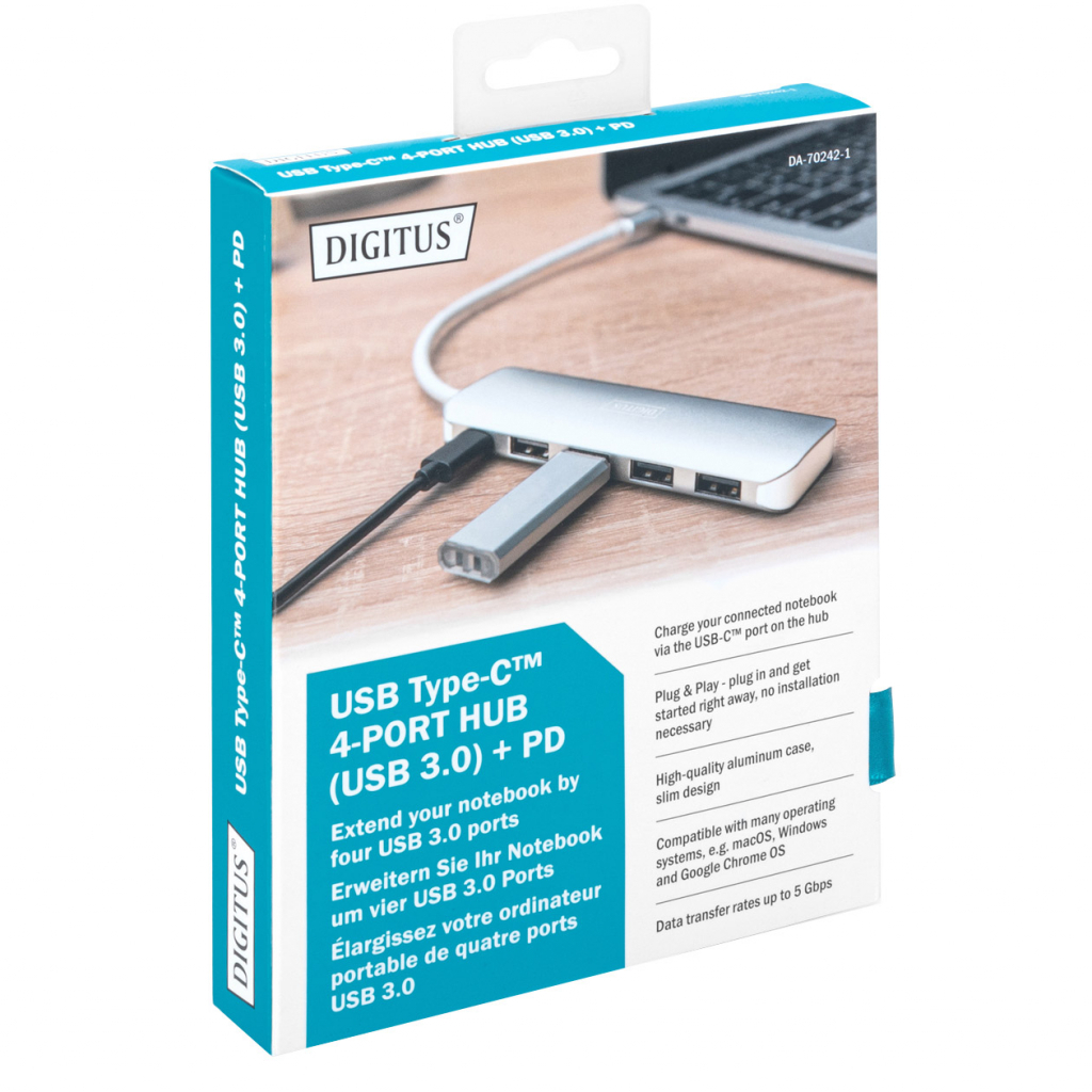 Концентратор Digitus USB Type-C, 4xUSB 3.0 (DA-70242-1)