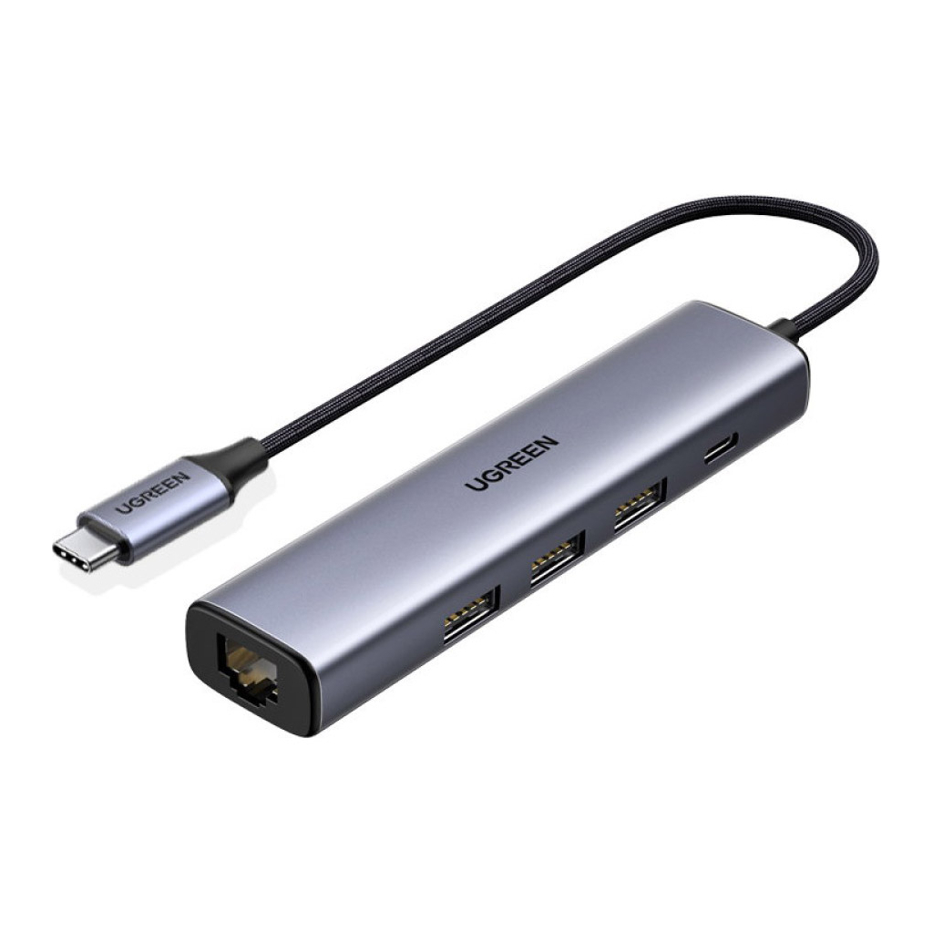 Концентратор Ugreen USB 3.0 Type-C to 3xUSB 3.0 + RJ45 1000M CM475 grey (20932)