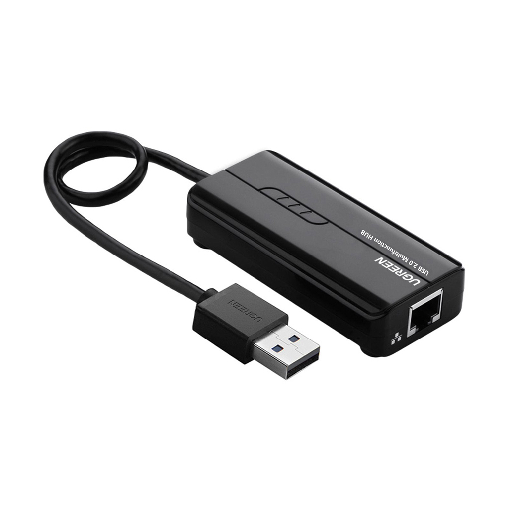 Концентратор Ugreen USB 3.0 Type A to 3xUSB 2.0 + RJ45 1000M Ethernet black (20264)