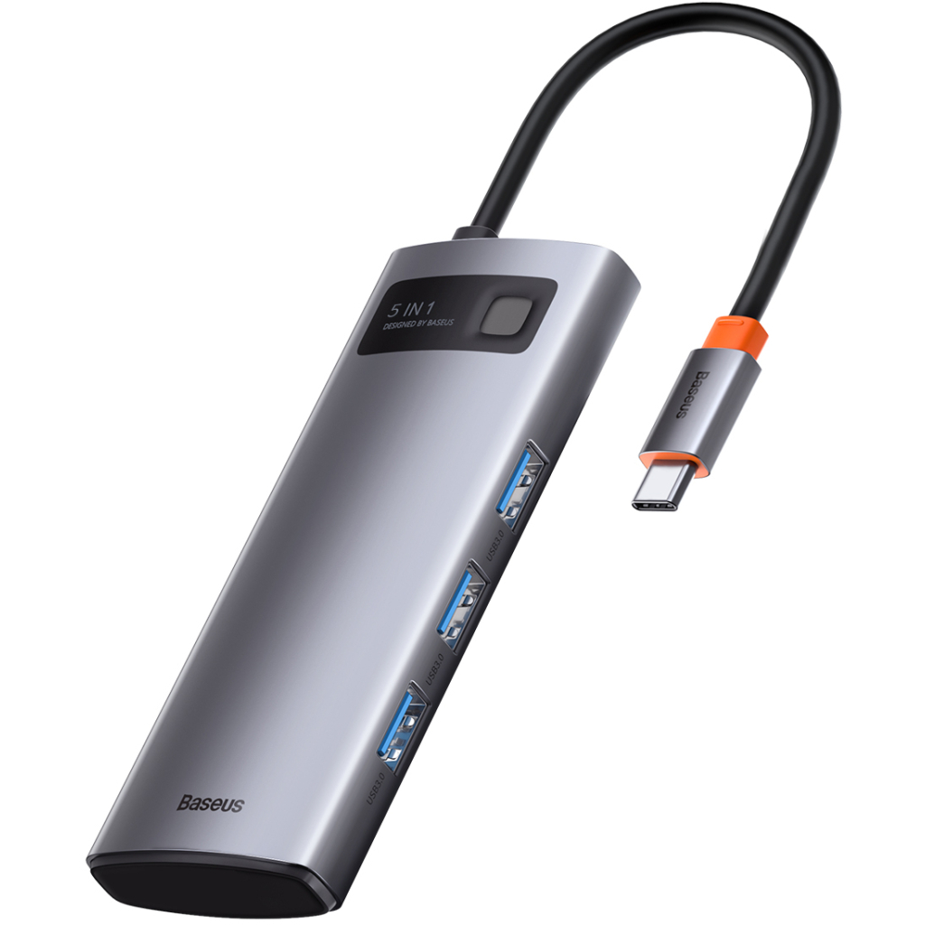 Концентратор Baseus USB3.1 Type-C to USB Type C PD 100W/HDMI 4K 60 Hz/3*USB 3.2 Gen1/ 5in1 (CAHUB-CX0G)