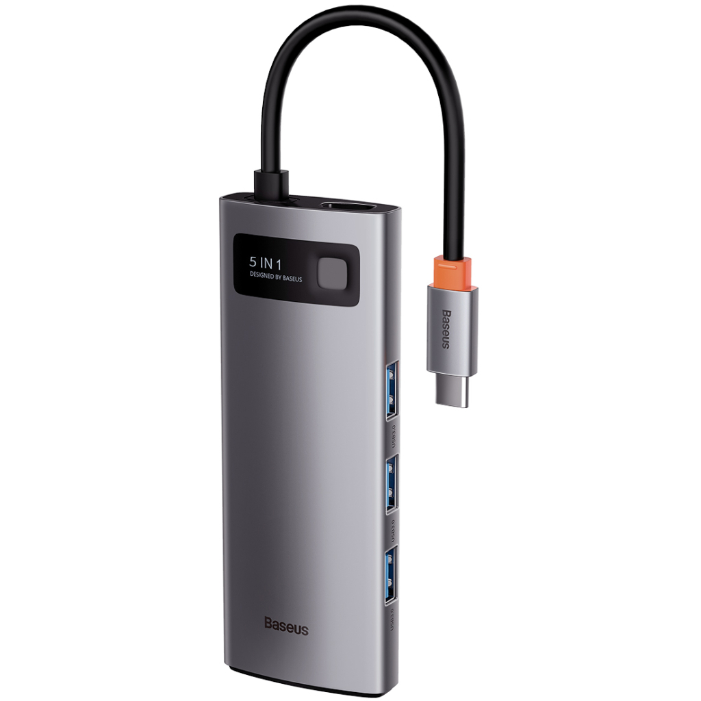 Концентратор Baseus USB3.1 Type-C to USB Type C PD 100W/HDMI 4K 60 Hz/3*USB 3.2 Gen1/ 5in1 (CAHUB-CX0G)