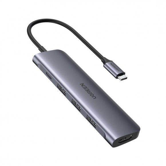 Концентратор Type-C M to HDMI+3xUSB+PD Power Converter CM136 (Gray) Ugreen (50209)