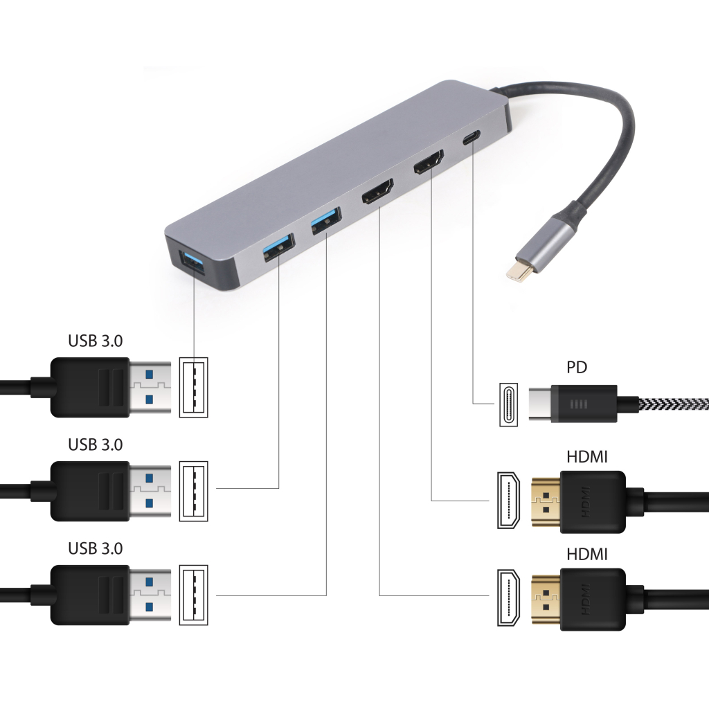 Концентратор Choetech USB-C 3-in-1 (A-CM-COMBO3-03)