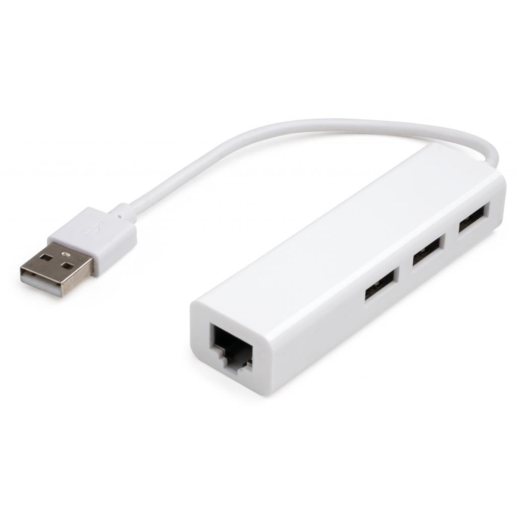 Концентратор Vinga 3xUSB2.0 + RJ45 100Mbps (VCP2H3USB2LANWH)