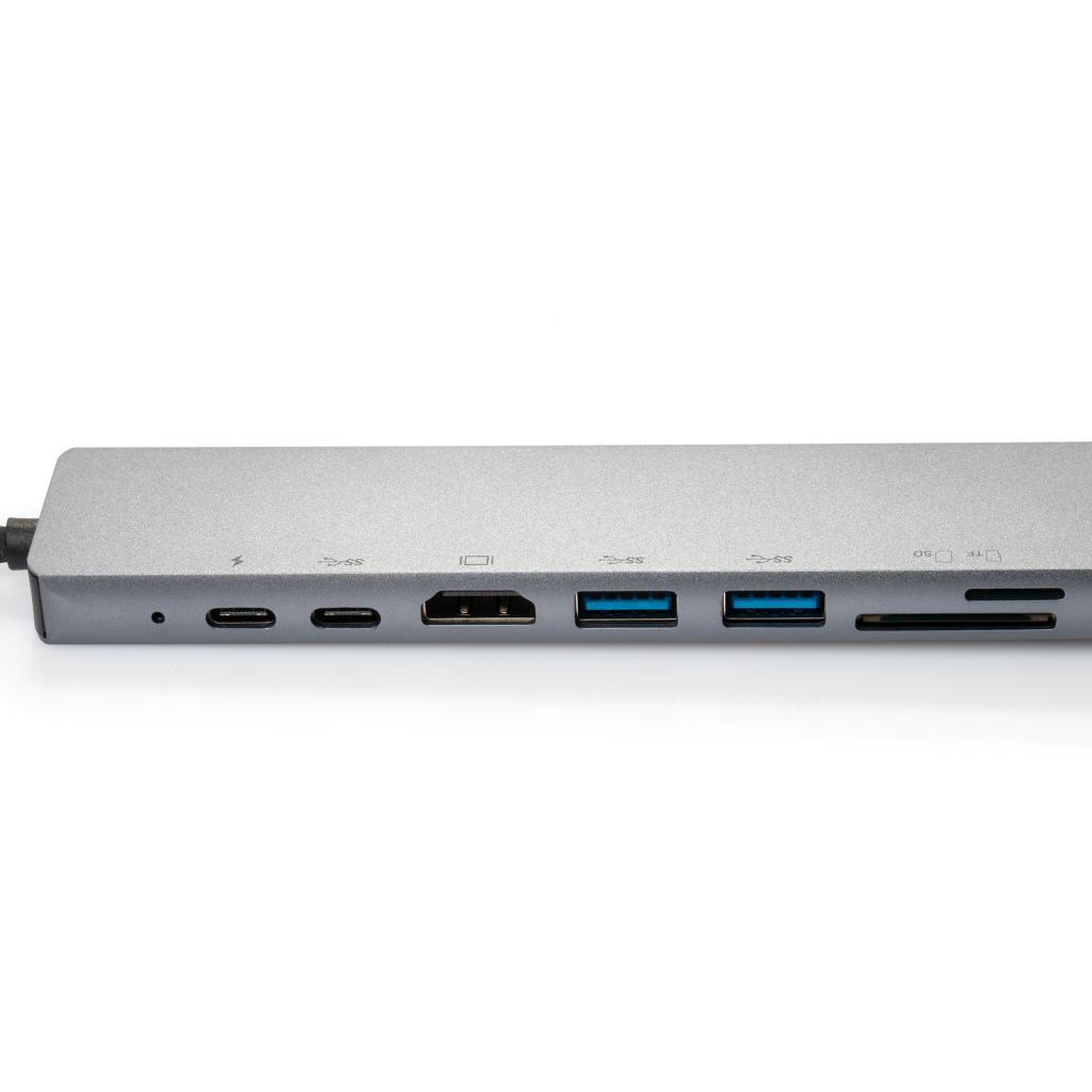 Концентратор Vinga Type-C to 4K HDMI+2*USB3.0+GigabitLAN+SD+PD+USB-C SS aluminium (VCPATC2U3CRLNHIPDGR)