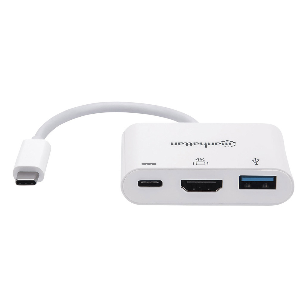 Концентратор Intracom USB3.1 Type-C to HDMI/USB 3.0/PD 60W 4-in-1 White Manhattan (152945)