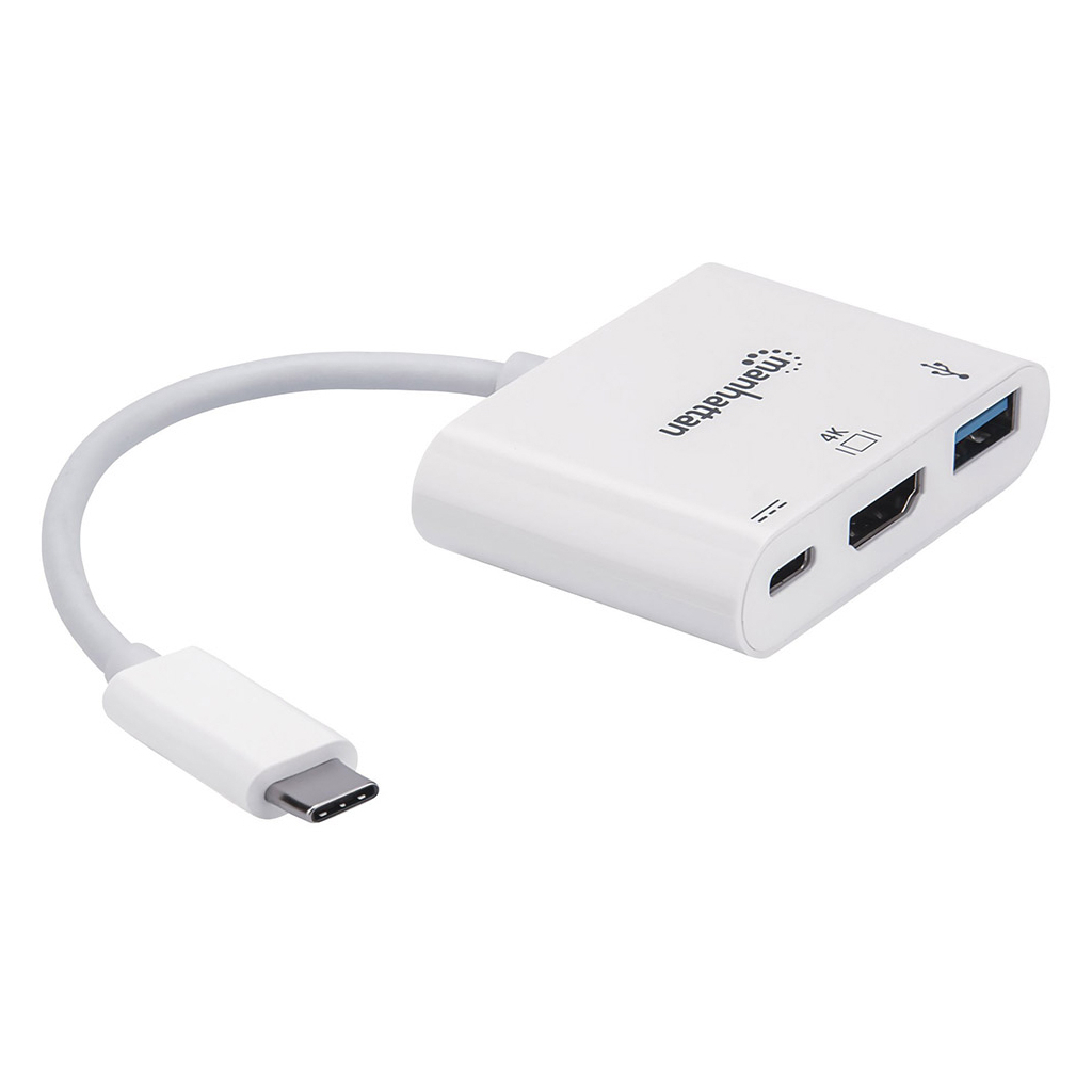 Концентратор Intracom USB3.1 Type-C to HDMI/USB 3.0/PD 60W 4-in-1 White Manhattan (152945)