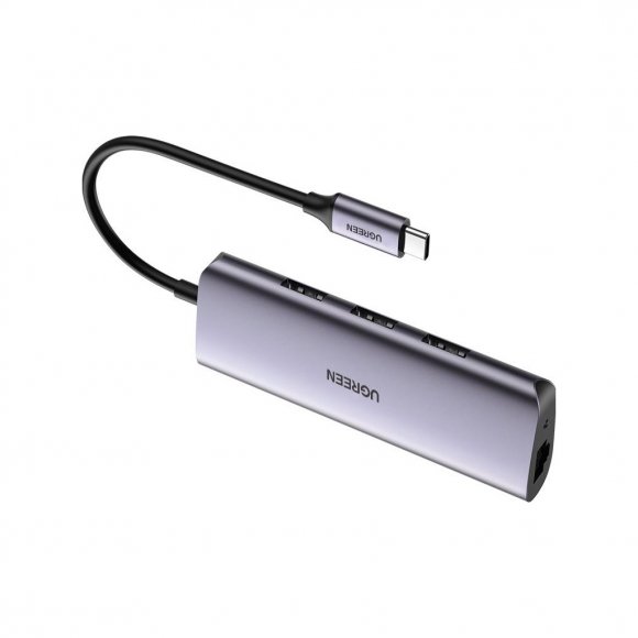 Концентратор Ugreen USB3.0 Type-C to USB 3.0x3/RJ45/ CM236 (60718)