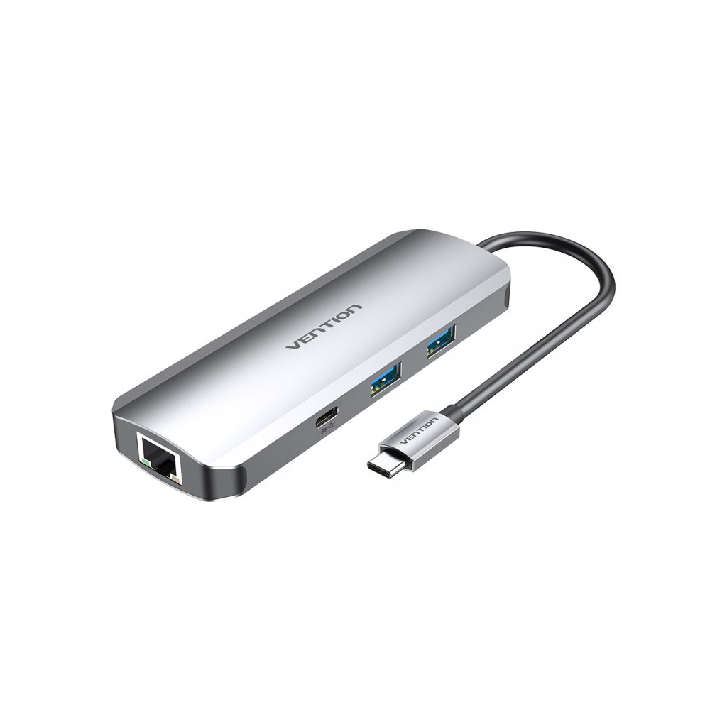 Концентратор Vention USB3.1 Type-C --> HDMI/USB 3.0x2/RJ45/USB-C/SD/TF/TRRS 3.5mm (TOMHB)