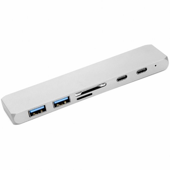 Концентратор PowerPlant Type-C - HDMI 4K, USB 3.0, USB Type-C, SD, microSD (CA911684)