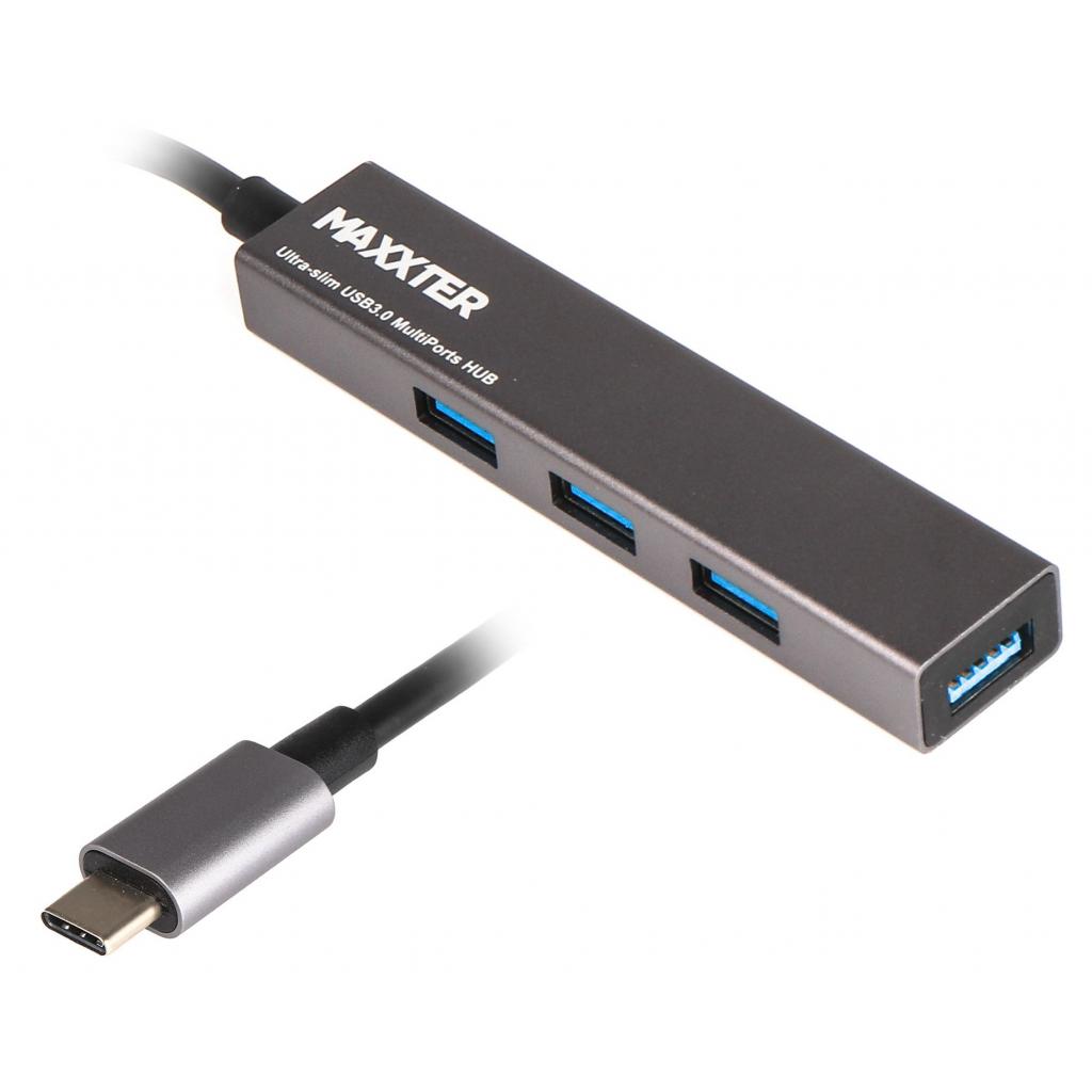 Концентратор Maxxter USB 3.0 Type-C 4 ports grey (HU3С-4P-02)