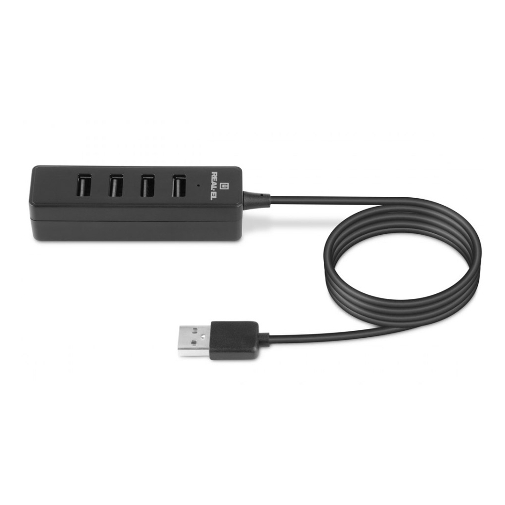 Концентратор REAL-EL HQ-174 USB-A 2.0 1.2m black (EL123110006)