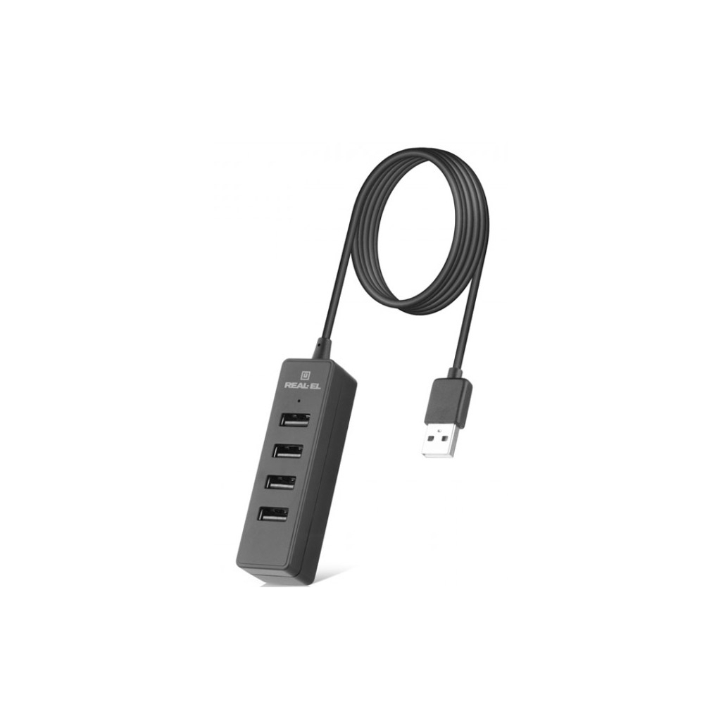 Концентратор REAL-EL HQ-174 USB-A 2.0 1.2m black (EL123110006)