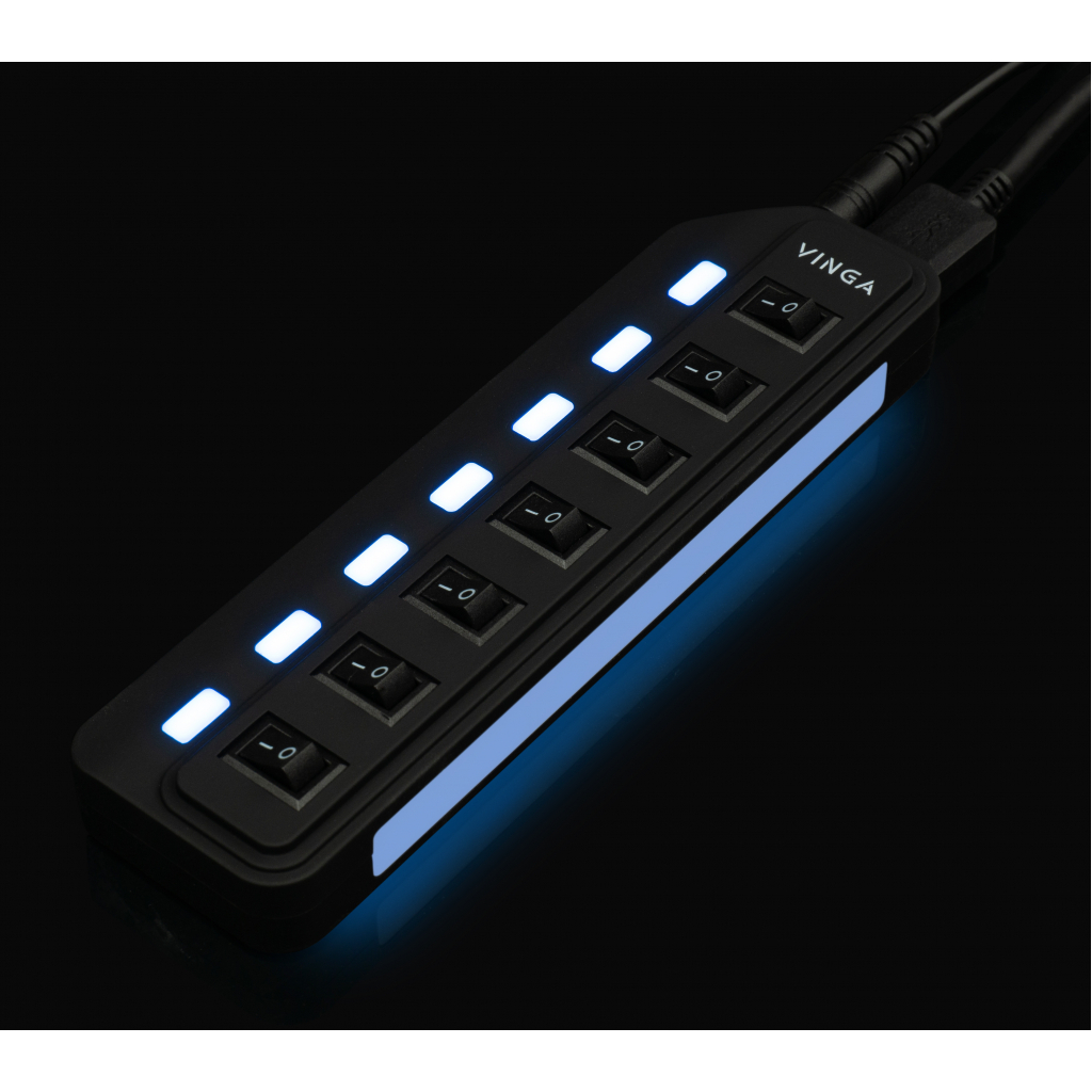 Концентратор Vinga USB3.0 to 7*USB3.0 HUB with switch and power adapter (VHA3A7SP)