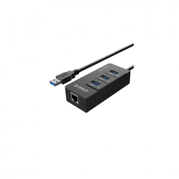 Концентратор Orico USB 3.0 3 port + RJ45 (HR01-U3-V1-BK-BP) (CA912742)