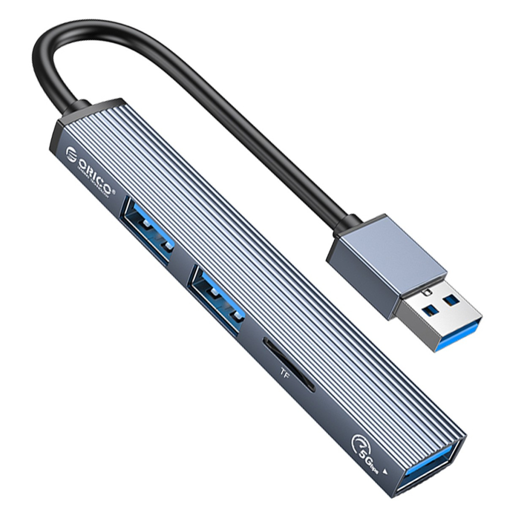 Концентратор Orico USB-A to USB3.0, 2xUSB2.0, TF (AH-A12F-GY-BP) (CA913770)