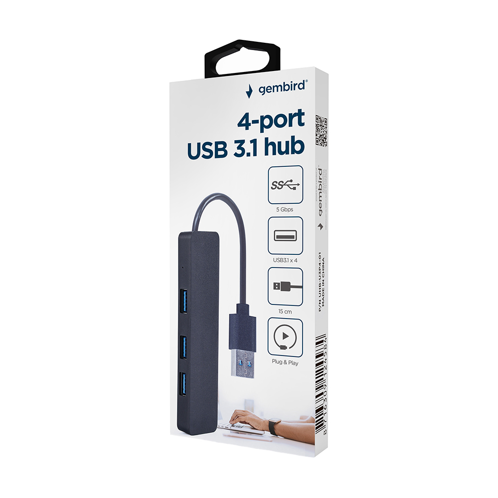 Концентратор Gembird USB 3.0 4 ports black (UHB-U3P4-04)