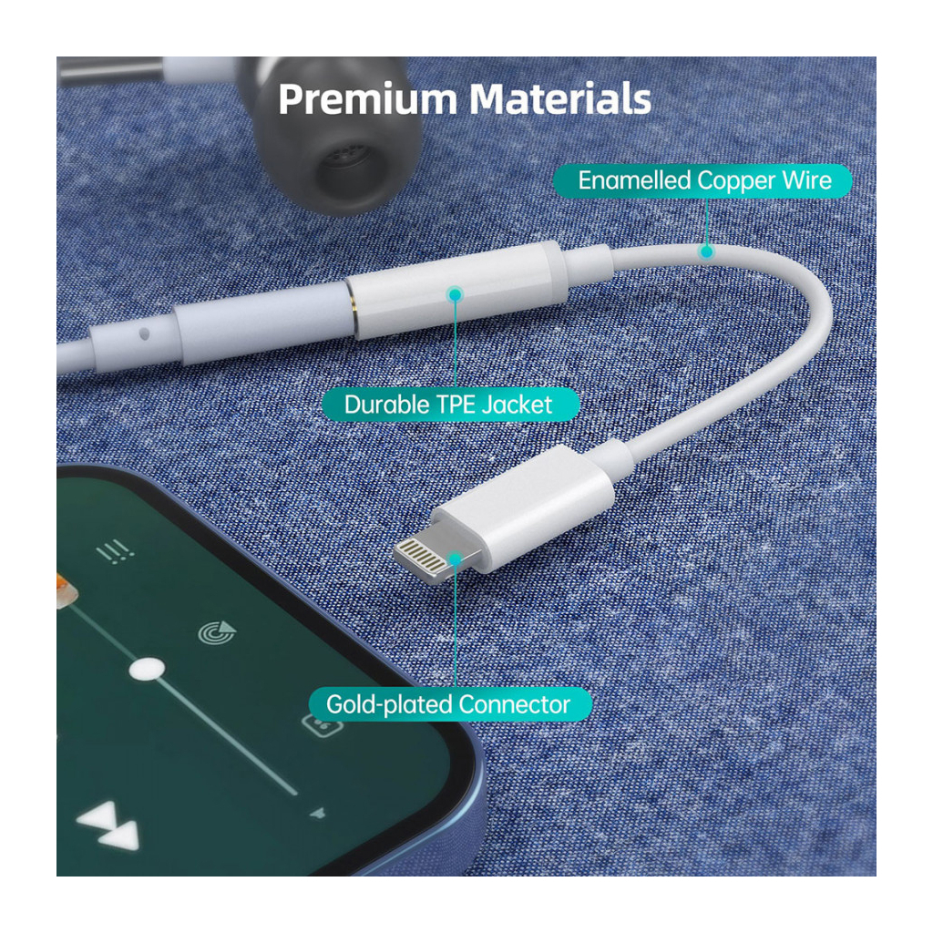 Перехідник Lightning to 3.5mm 0.1m 4pin MFI Choetech (AUX005)