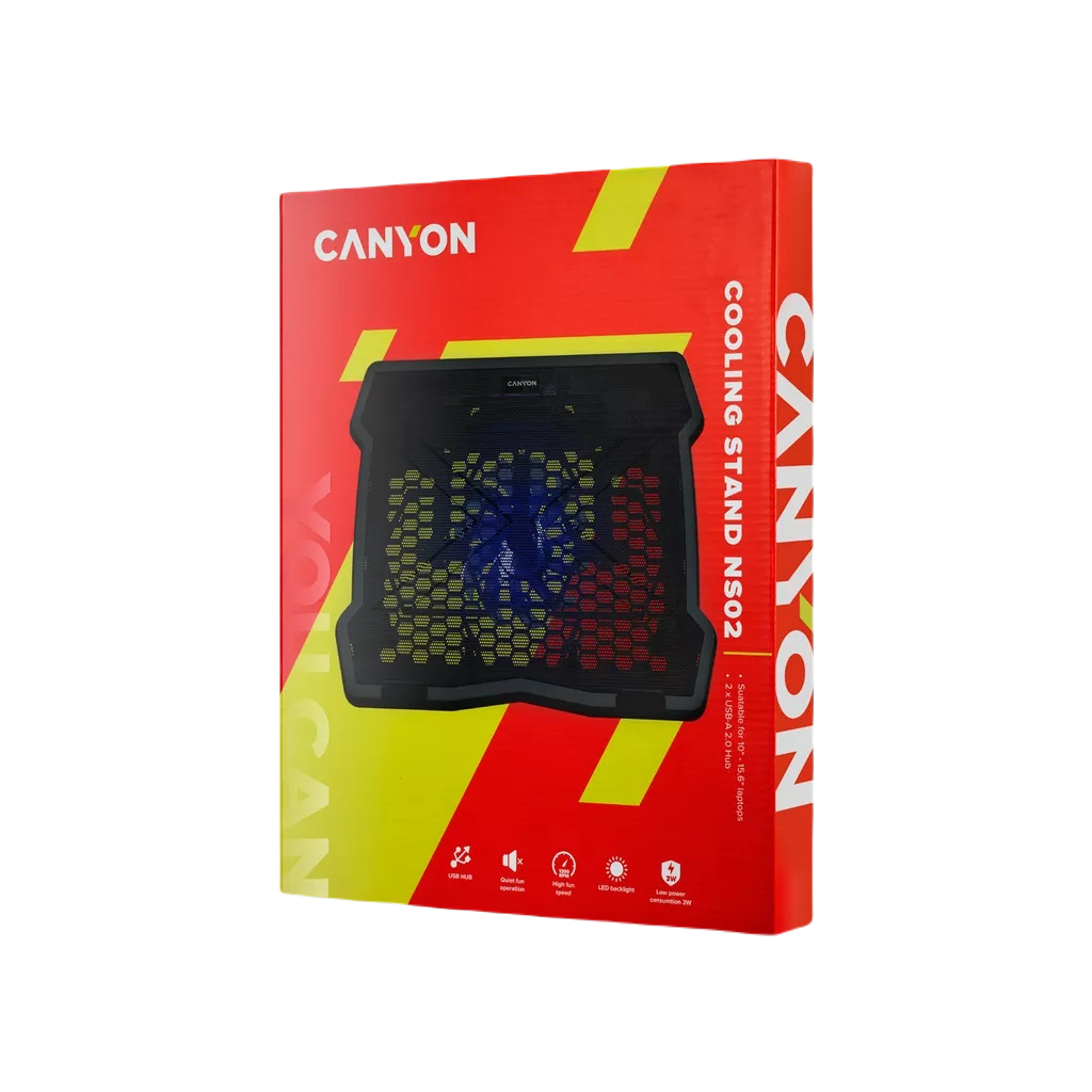 Підставка до ноутбука Canyon NS02, 10-15.6 laptop, single fan with 2x2.0 USB hub (CNE-HNS02)