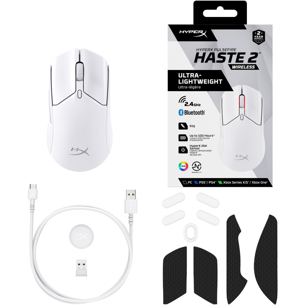 Мишка HyperX Pulsefire Haste 2 Wireless White (6N0A9AA)