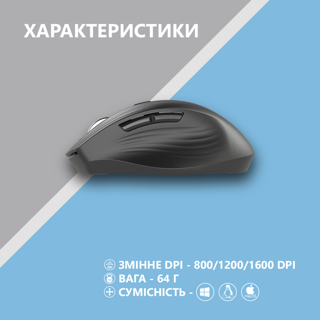 Мишка 2E MF250 Silent Wireless Black (2E-MF250WBK)