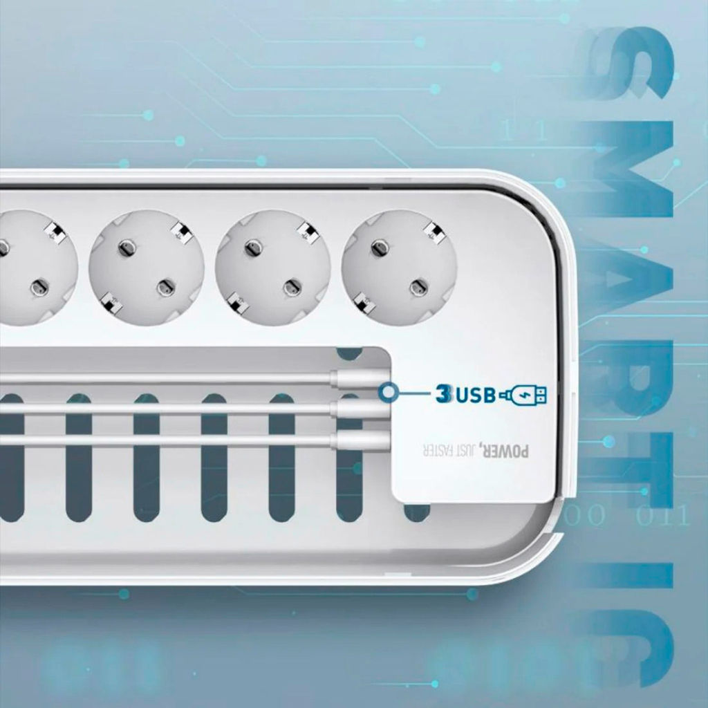 Мережевий фільтр живлення LDNIO SE5334, 5 роз+3USB (SE5334)