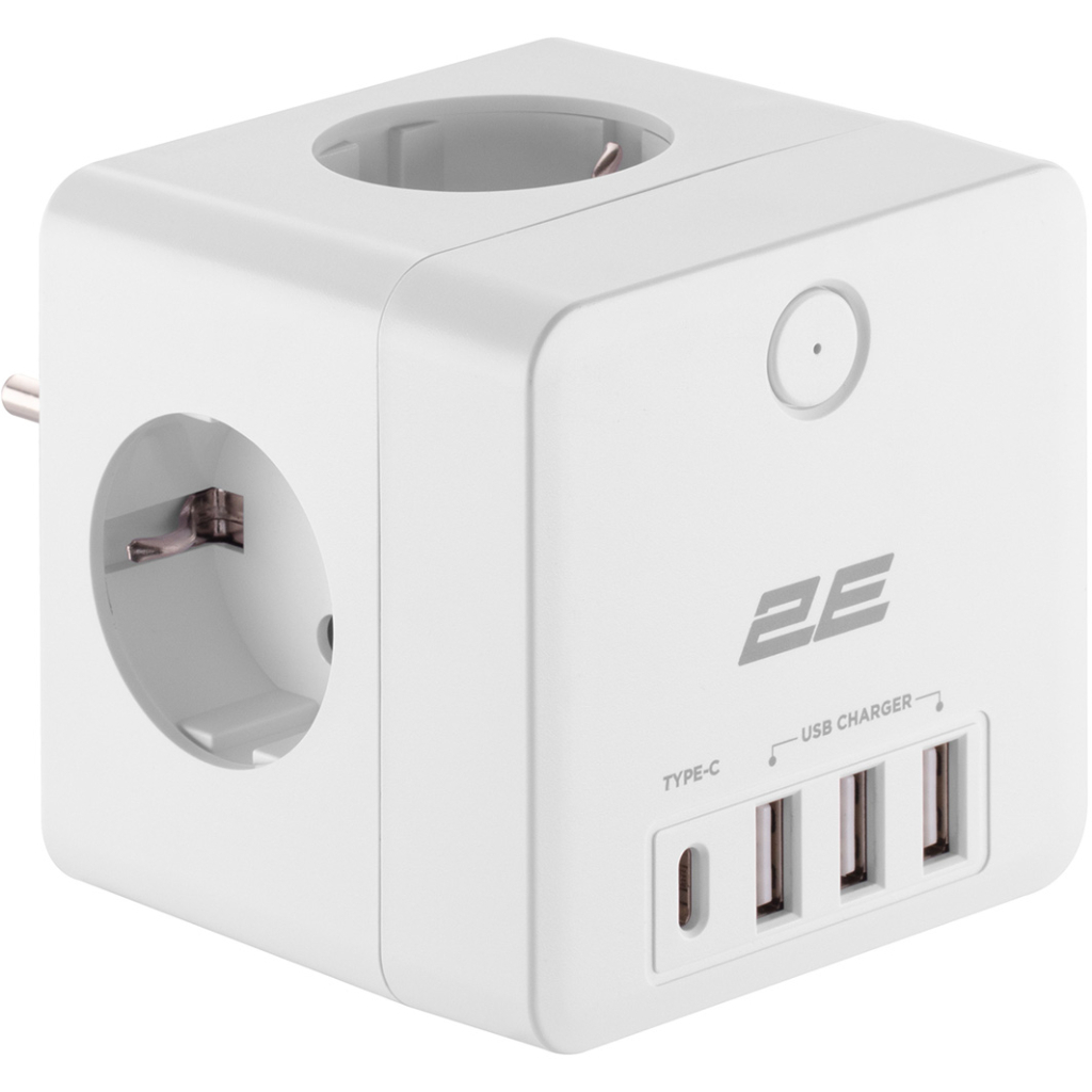 Мережевий фільтр живлення 2E 3*USB-A, 1*USB-C, white (2E-AD431WH)