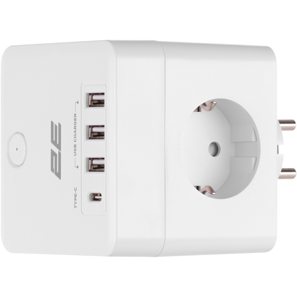 Мережевий фільтр живлення 2E 3*USB-A, 1*USB-C, white (2E-AD431WH)