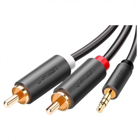 Кабель мультимедійний AUX 3.5mm TRS to RCAx2 M/M 3.0m AV102 Black Ugreen (10512)