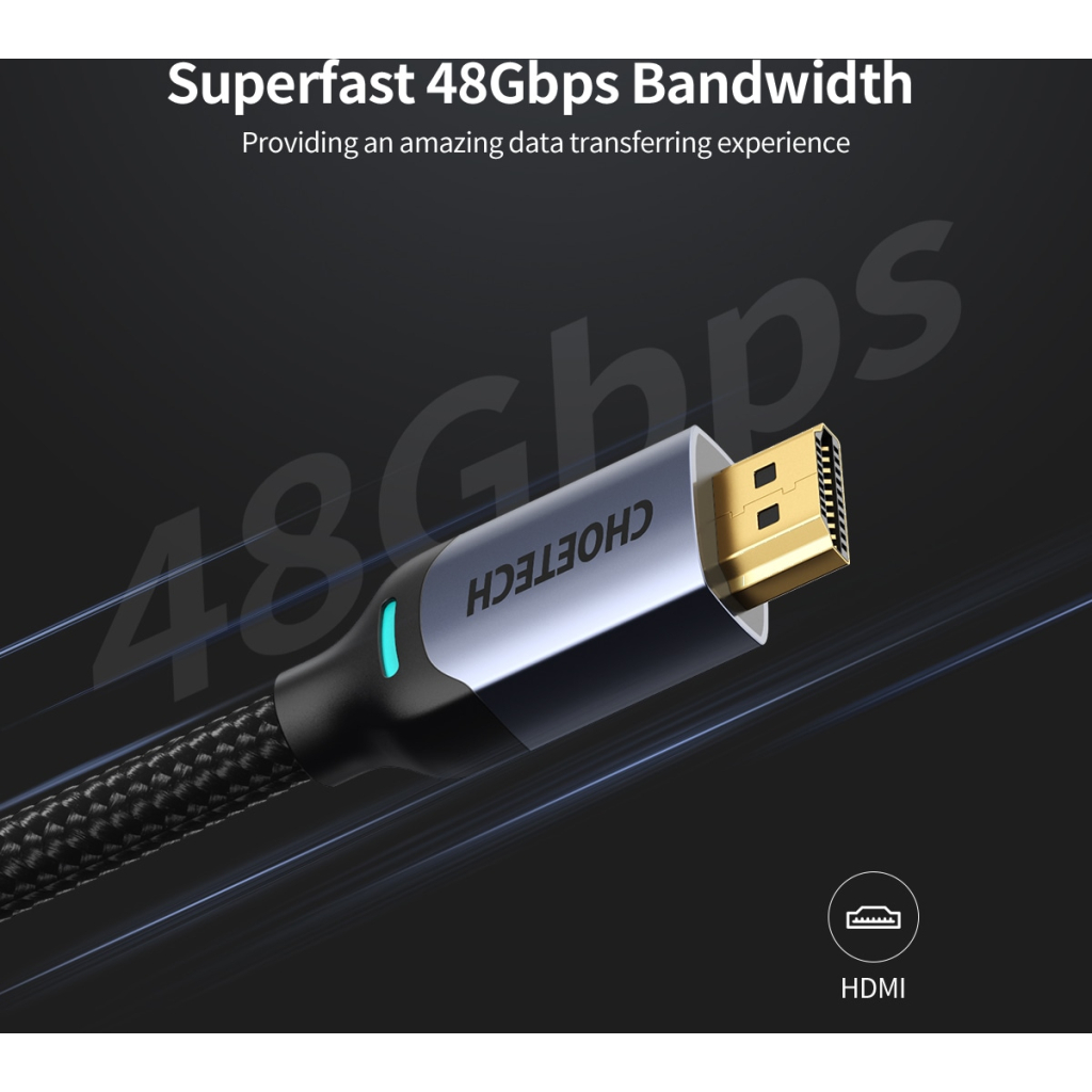 Кабель мультимедійний HDMI to HDMI 2.0m V2.1, 8K60Hz Choetech (XHH01)