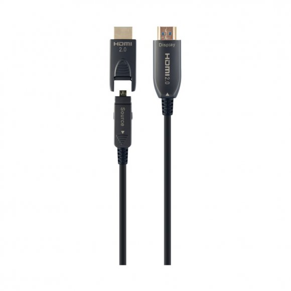 Кабель мультимедійний HDMI to HDMI 30.0m AOC V.2.0, 4K 60Hz Gold Cablexpert (CCBP-HDMID-AOC-30M)