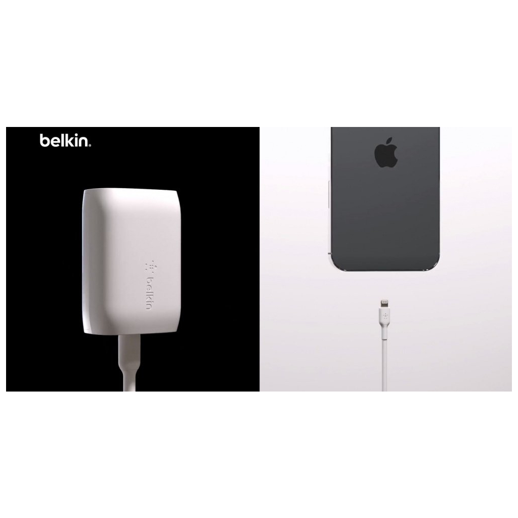 Зарядний пристрій Belkin 30W USB-С GAN PD PPS white (WCA005VFWH)