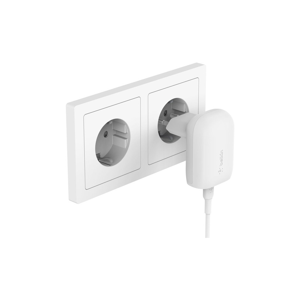 Зарядний пристрій Belkin 30W USB-С GAN PD PPS white (WCA005VFWH)