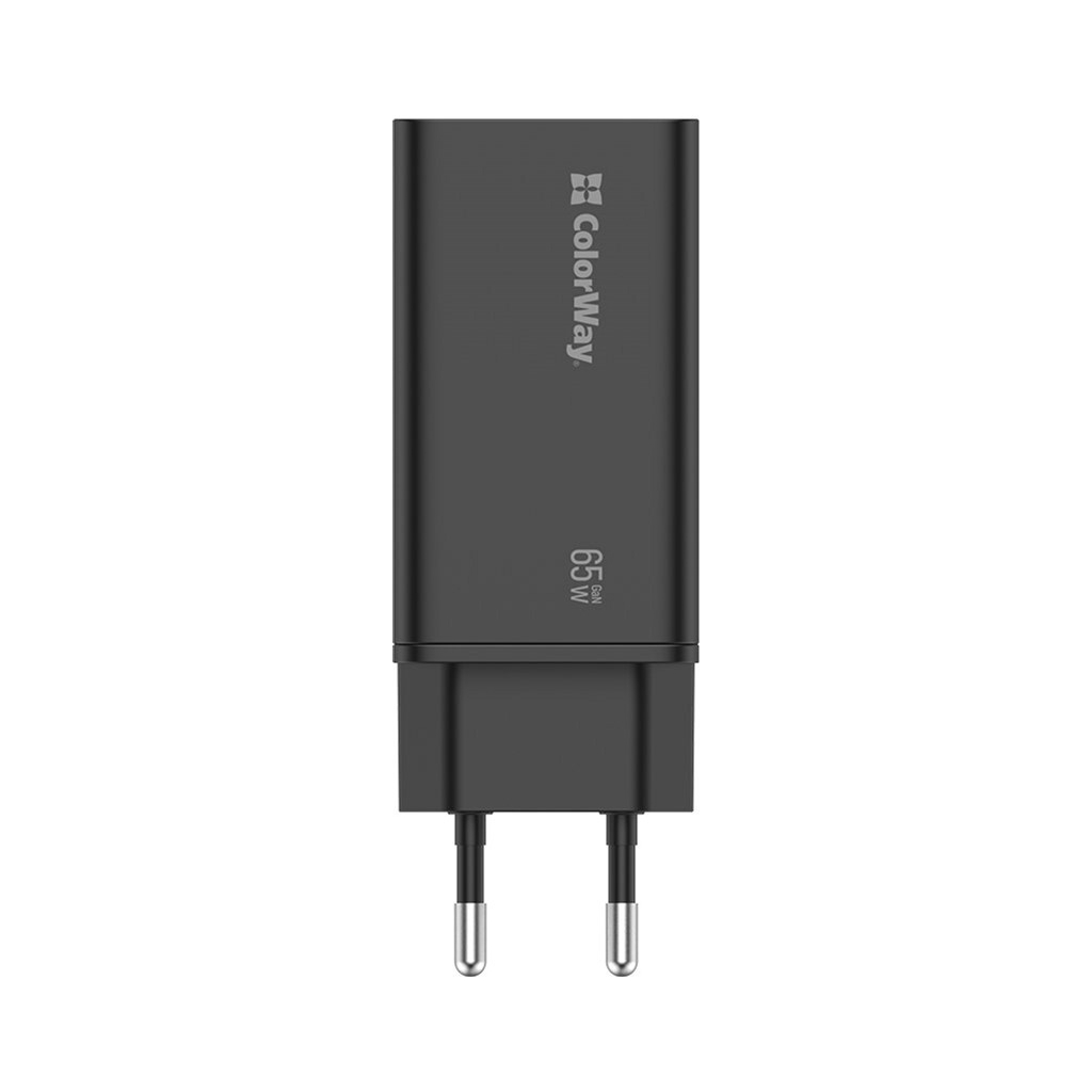 Зарядний пристрій ColorWay GaN3 Pro Power Delivery (USB-A + 2 USB TYPE-C) (65W) (CW-CHS039PD-BK)